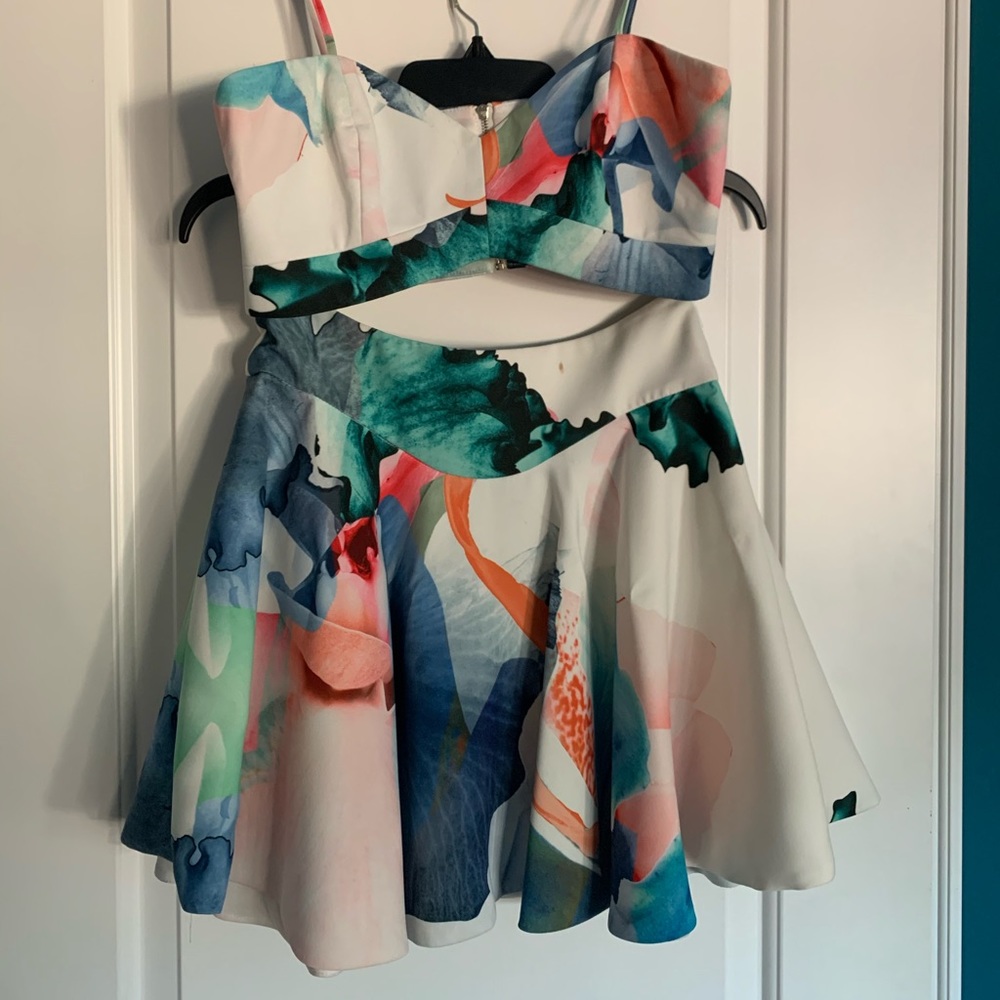 2 piece set, skirt and crop top